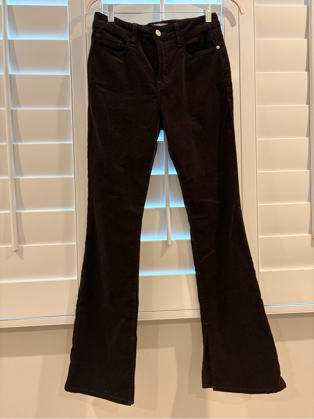 FRAME Le Mini Boot Corduroy Pants Dark Brown Hem Slit Size 29